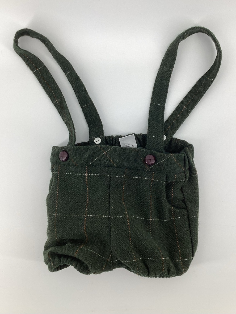 Pepa London Green Plaid Suspender Shorts